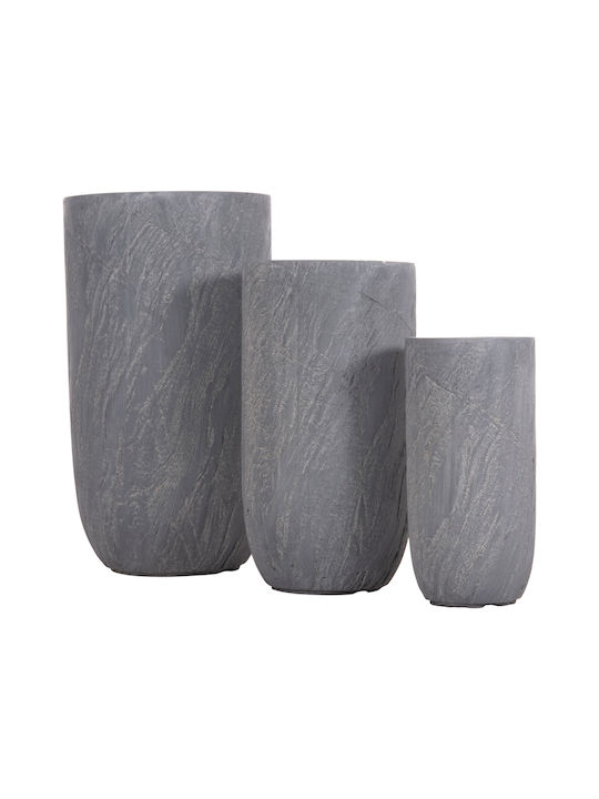 HomeMarkt Σετ 3 Γλάστρες Μεταλλικές Cement