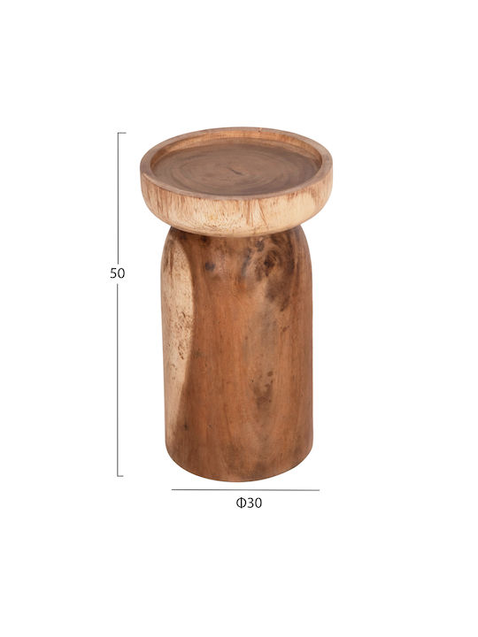 Round Side Coffee Table Loki Made of Solid Wood Natural W30xL30xH50cm