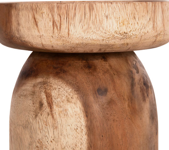 Round Side Coffee Table Loki Made of Solid Wood Natural W30xL30xH50cm