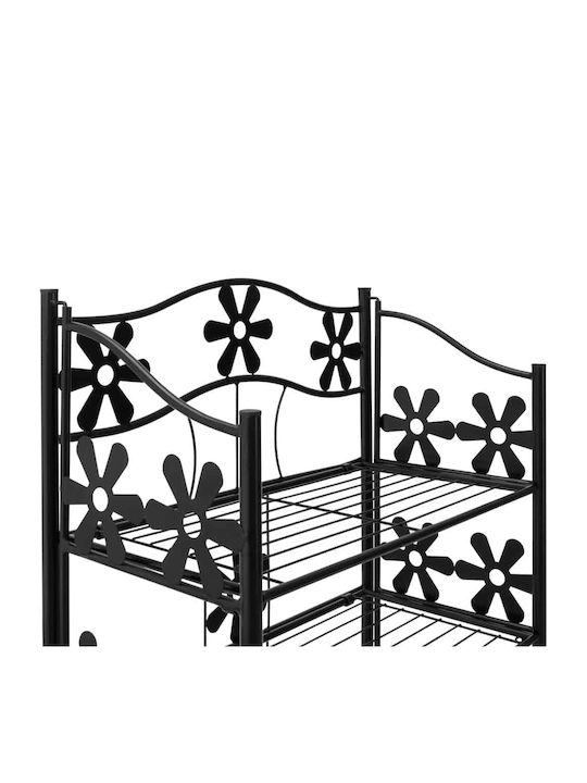 Raft Metalic Design Floral Cu 2 Rafturi Negru 50x30x60cm 103222 Raft Metalic Design Floral Cu 2 Rafturi Negru 50x30x60cm 103222