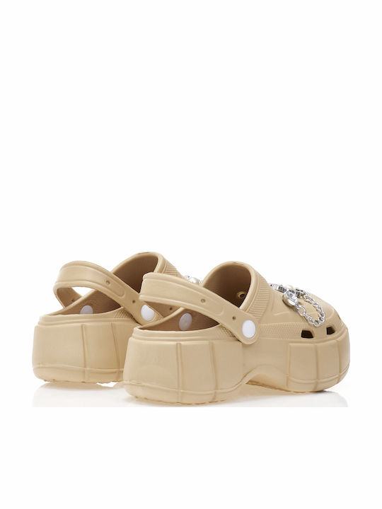 Tsoukalas Damen Holzschuhe Beiges