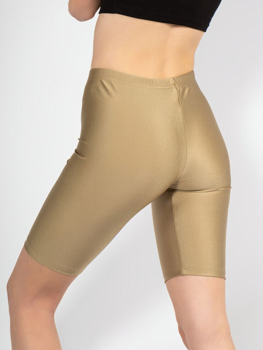 Training Γυναικείο Ποδηλατικό Κολάν Γυαλιστερό Beige