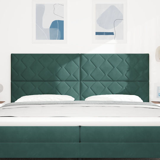 vidaXL Табла за легло Текстил Dark Green 200см
