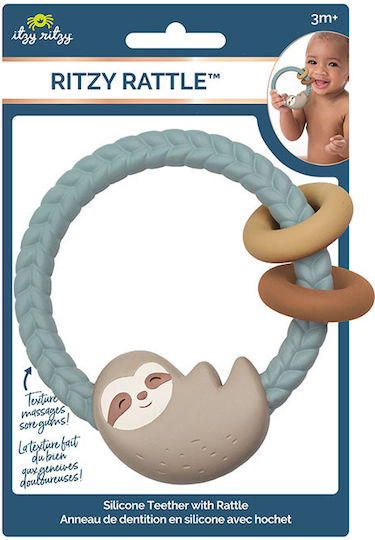 Itzy Ritzy Teething Rattle BPA Free made of Silicone for 3 m+