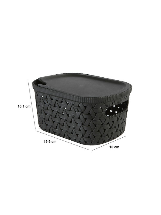 5Five Storage Basket Plastic with Lid Black 2.3lt 1pcs