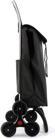 Stoff Einkaufswagen Klappbar Schwarz 46.5x8x113cm