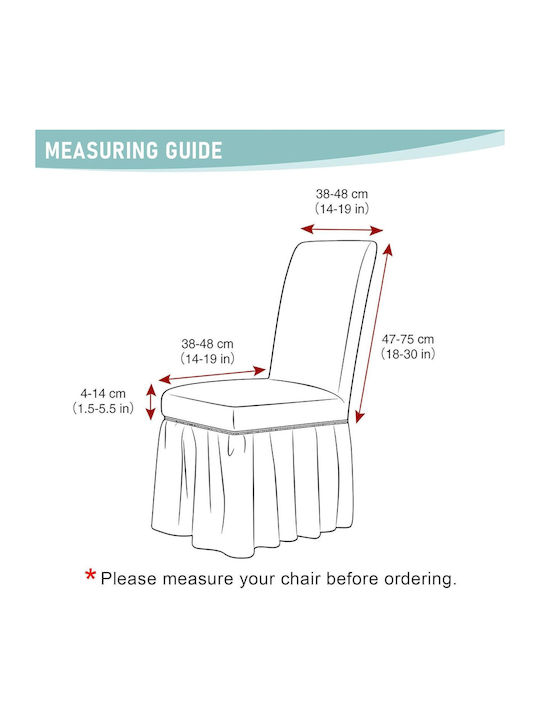 Set of 6 Pieces Ruffled Chair Covers White