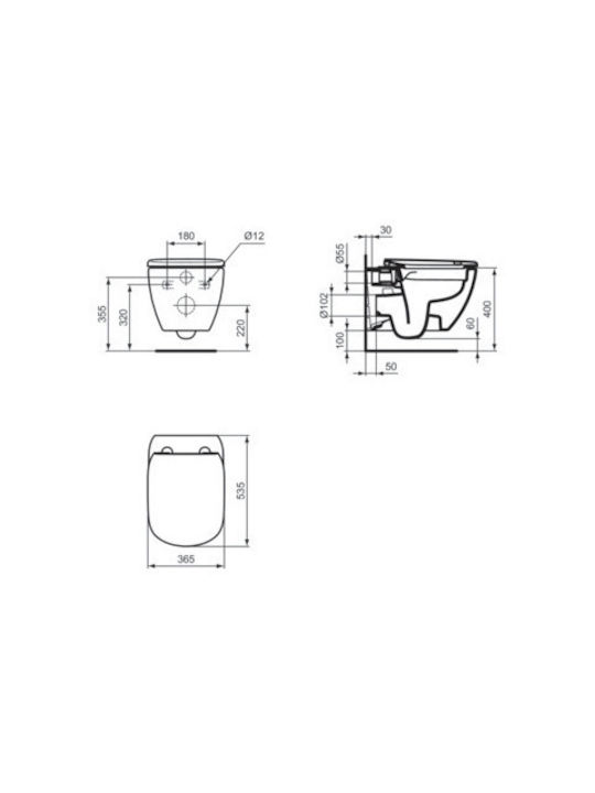 Ideal Standard Tesi Λεκάνη Κρεμαστή Rimless Λευκή