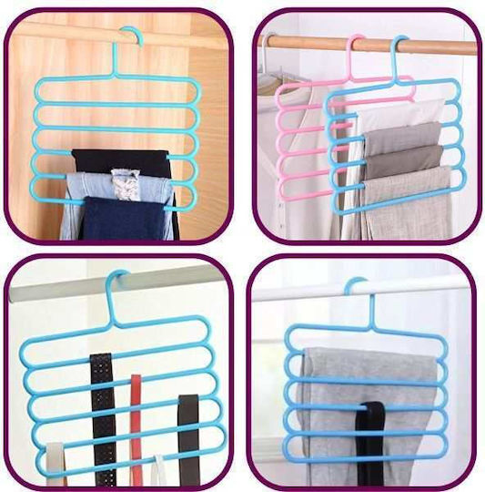 Umeraș pentru Dulap pentru pantaloni Plastic Albastru 10buc