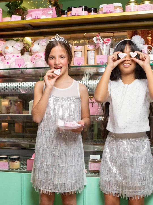 Kinderkleid Kurzärmelig mit Pailletten White