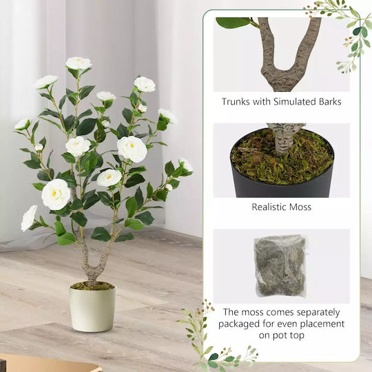 Artificial Camellia Tree 91 Cm Blooming Flowers White Hz10313wh-1 Costway