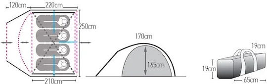 Hupa Mercury Camping Tent Igloo Green with Double Cloth 4 Seasons for 4 People 340x250x170cm