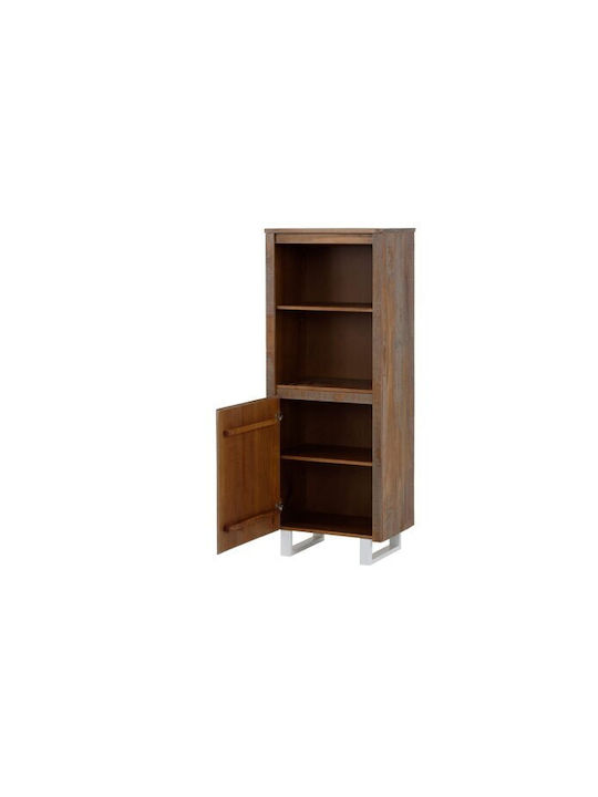 Benlivu 105 Living Room Display Cabinet made of Wood and Metal with Glass White Brown 55x35x140cm