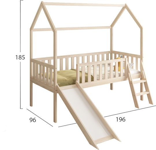 PHYLLIS Детско Легло Montessori Повдигнато Единично Бежов за Матрак 90x190см