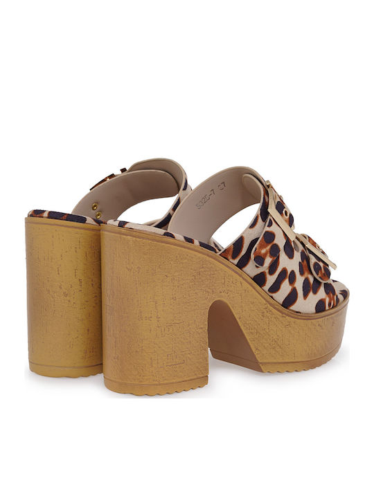 Mules με Ψηλό Τακούνι Leopard