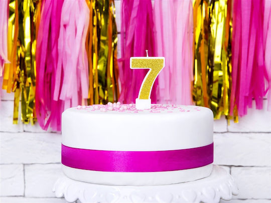 Candle Number 7 White Gold Glitter