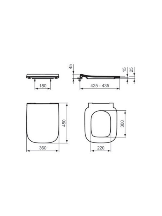 Ideal Standard I.life B Καπάκι Λεκάνης Πλαστικό Λευκό