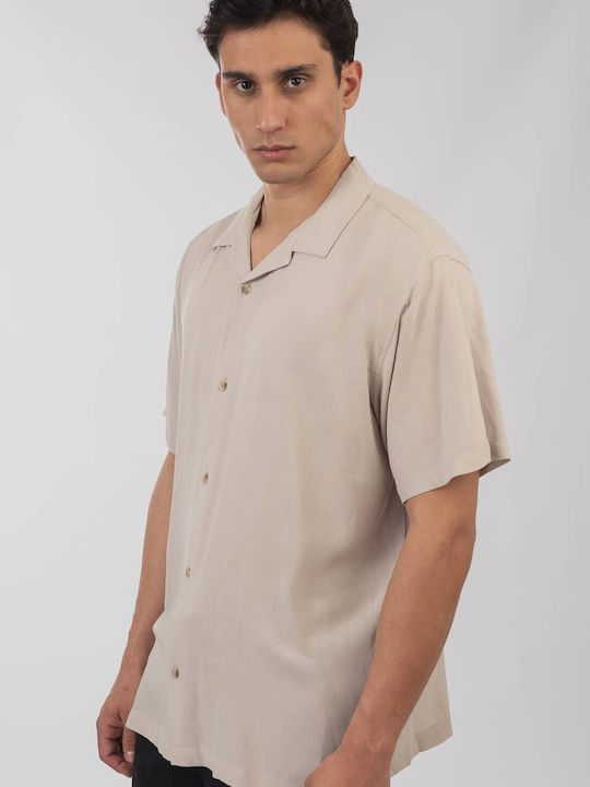 Cu mânecă scurtă Bumbac Cămașă Beige