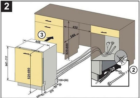 Vollintegrierter Geschirrspüler für 10 Gedecke B45xH82cm