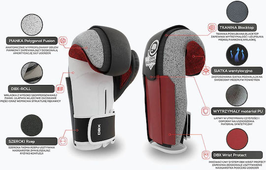 DBX Bushido ActivClima B Boxing Gloves made of Synthetic Leather for Match White 10 oz