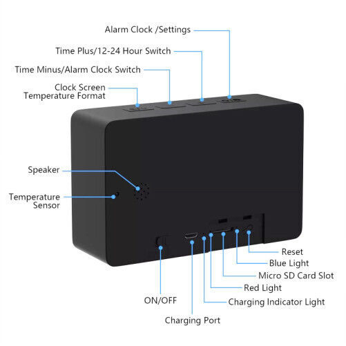 Hidden Camera WiFi Clock 1080p with Memory Card Slot