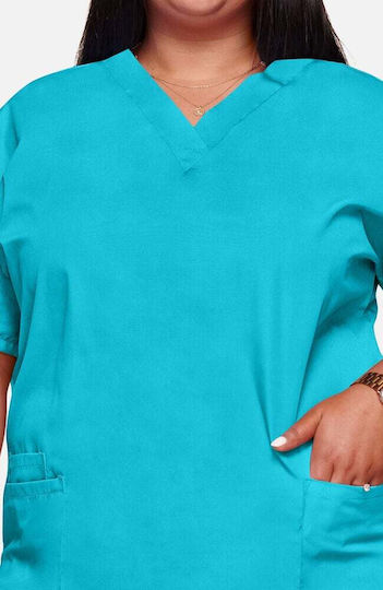 Cherokee Women's Turquoise Medical Blouse Cotton and Polyester