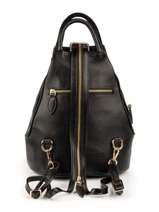 Leder Damentasche Rucksack Schwarz