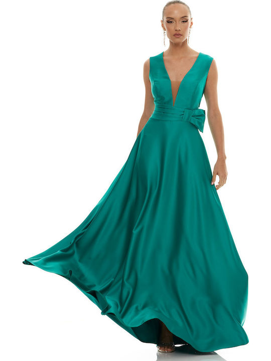 Maxi Rochie pentru Nuntă / Botez Satin Verde