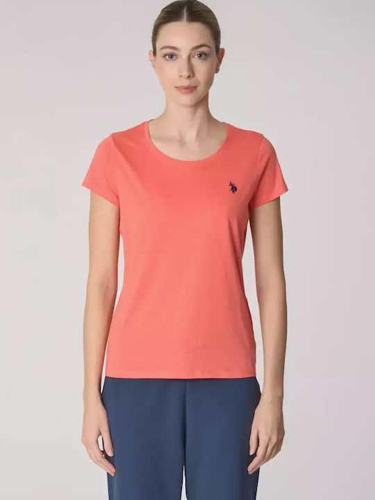 Damen Sport Bluse Kurzärmelig Koralle