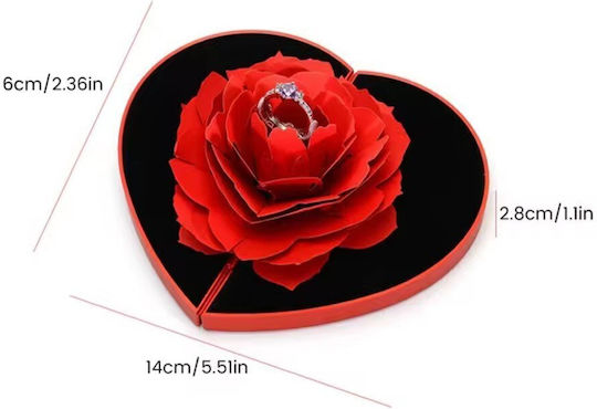 3D Gift Wrapping Box in Heart Shape with Artificial Rose for Ring