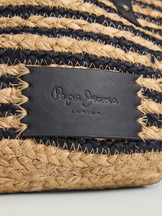 Pepe Jeans Ψάθινη Τσάντα Θαλάσσης Μαύρη