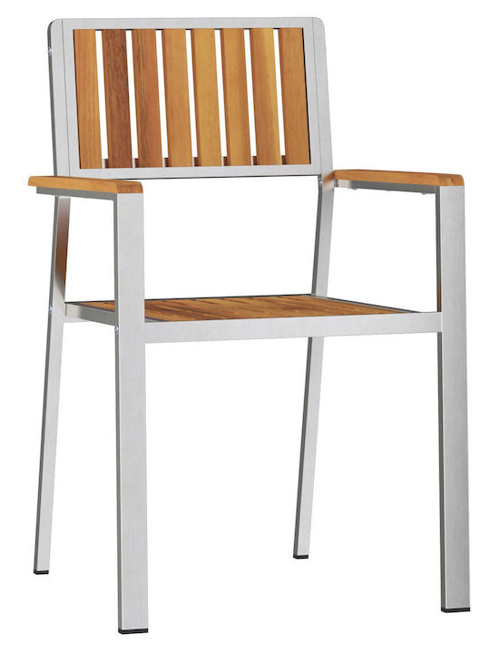 Outdoor Chair Wooden Silver, Brown
