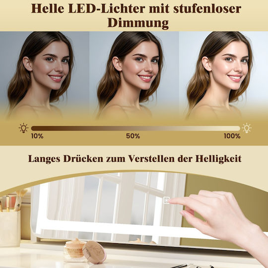 Costway Schminkspiegel mit Licht 55x55cm