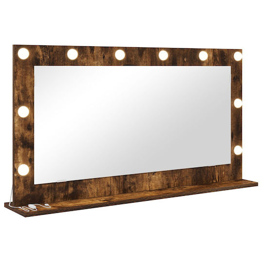vidaXL Schminkspiegel Wand mit Licht 100x55cm Braun