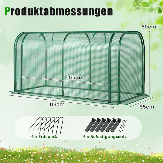 Costway GT4291GN Greenhouse Tunnel with Metal Frame 1.18x0.55x0.6m