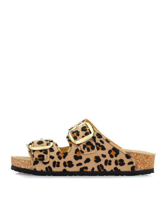 Leather Women's Flat Sandals Anatomic Leopard