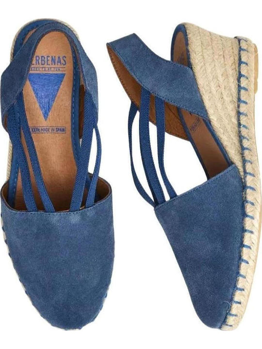 Women's Leather Platform Espadrilles Blue