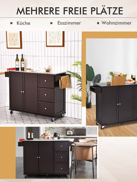Costway Kitchen Trolley Metallic Brown