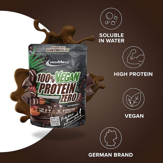 IronMaxx 100% Vegan Zero Χωρίς Λακτόζη με Γεύση Dark Chocolate 500gr