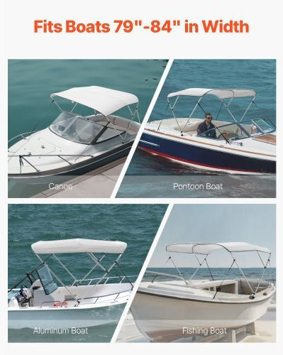Vevor Τρίκλινη Σκηνή Σκίασης Σκάφους 72" X 79"-84" X 46" Ανοιχτό Γκρι 3gcyzyp72798drzo8v0