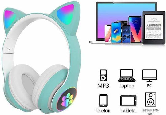 Ασύρματα Bluetooth Παιδικά Over Ear Ακουστικά με 8 ώρες Λειτουργίας Τιρκουάζ