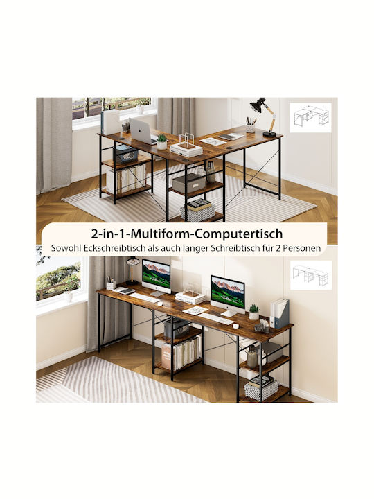 Birou De Calculatoare Din Lemn Maro Cu Picioare Metalice 151x151x75cm
