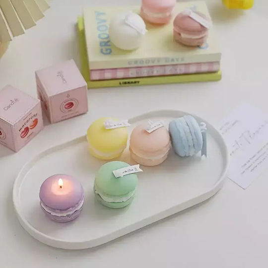 Handgemachte Macaron-Kerze Weiß