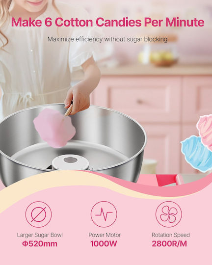 Vevor Commercial Cotton Candy Machine Cart 1000W Party