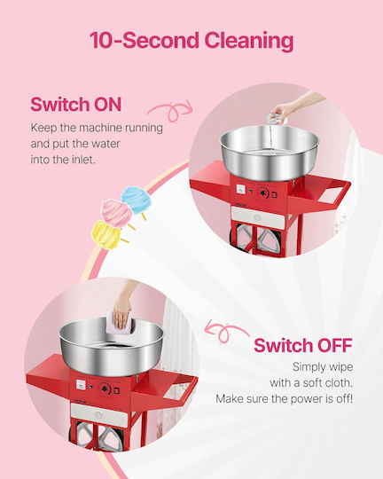 Vevor Commercial Cotton Candy Machine Cart 1000w Red