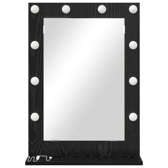 vidaXL Oglindă de machiaj Perete cu lumină 18x18cm Negru