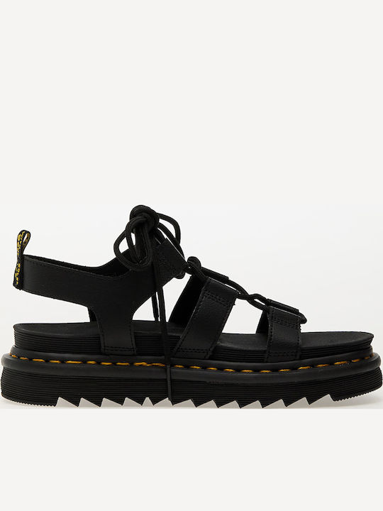 Nartilla Δερμάτινα Γυναικεία Σανδάλια Flatforms Μαύρα