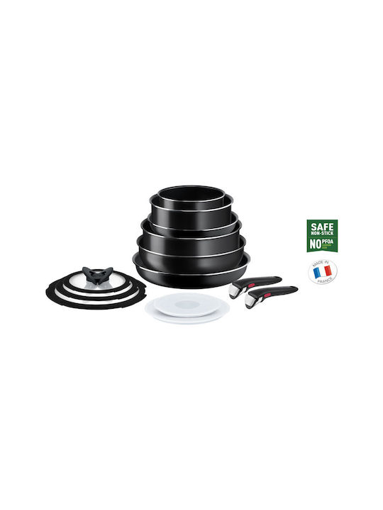 Tefal Ingenio Easy Cook & Clean Σετ Μαγειρικά Σκεύη από Αλουμίνιο Μαύρα 13τμχ
