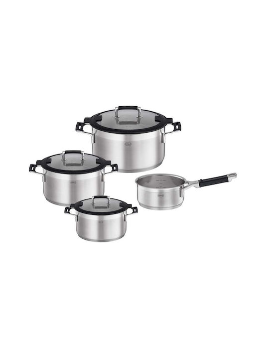 Rosle Silence Pro Stainless Steel Pots Set with Non-stick Interior Coating 4 Pieces