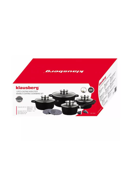 Klausberg Set de oale din aluminiu Black cu strat de piatră 12buc